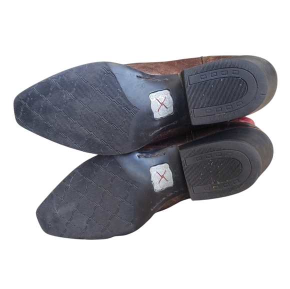 TWISTED X Pointed Gorgeous Red & Brown Embroidered Western Boots Sz 9.5 B. - Picture 9 of 16